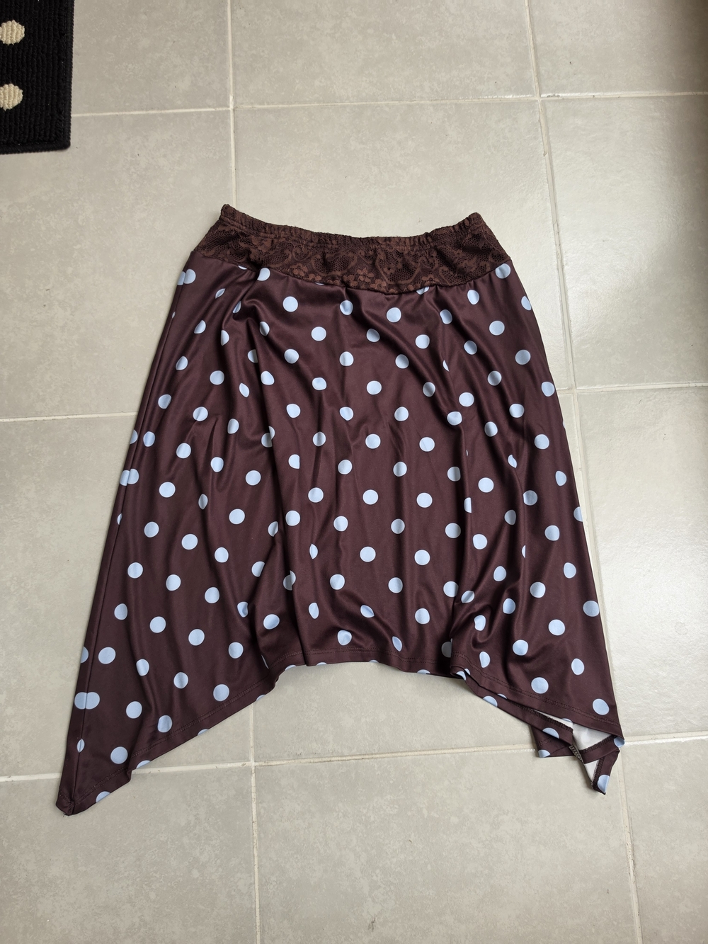 SHEIN Brown Polka Dot Asymmetrical Skirt